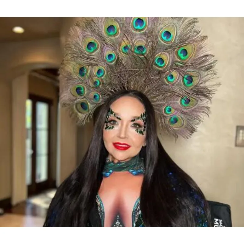 Diadema de plumas de pavo real – Estilo años 20 para niñas - imagen 2