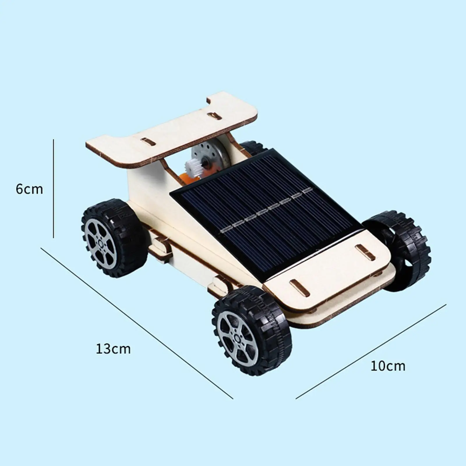 Solar Motor Kit Wooden Model Kit Kids Educational DIY Wooden Solar Car Kit