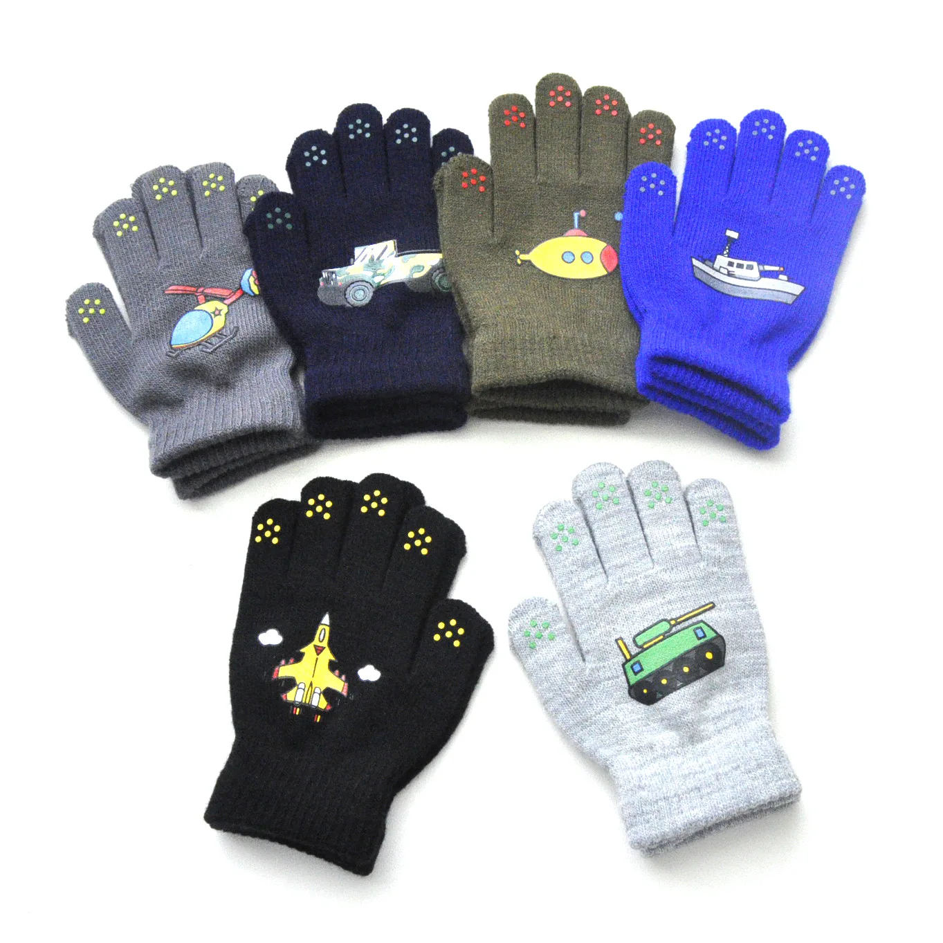 Cool Cars-guantes cálidos tejidos para niños, para bebés de 5 a 12 años, manoplas con dedos completos para invierno, guantes para ciclismo y esquí al aire libre - imagen 2