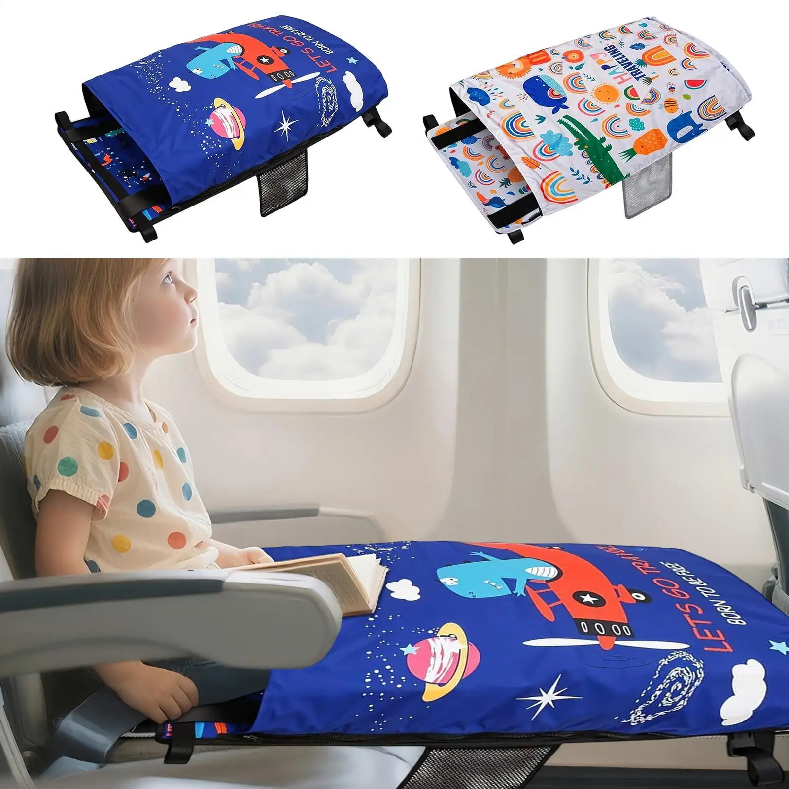 Cama de avión para niños pequeños, cama portátil para dormir para vuelo, hamaca para dormir de bebé plegable suave para viajes voladores, tren de crucero - imagen 2