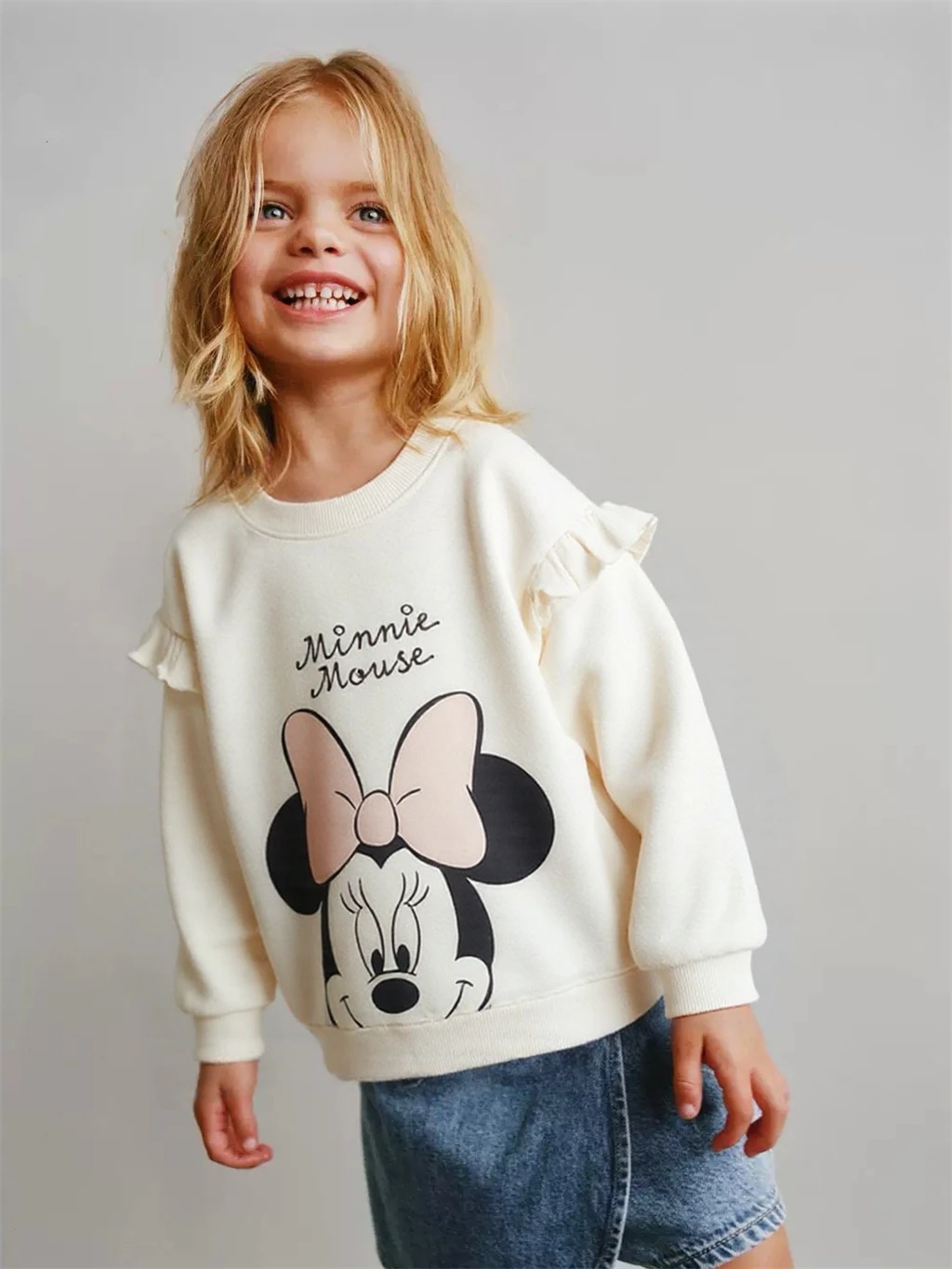 Sudaderas de punto bonitas, ropa de otoño de Disney, Tops de manga larga para niños, Sudadera con capucha de cuello redondo, jerséis simples y versátiles para niños pequeños - imagen 4