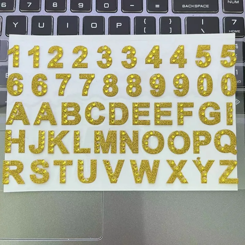 Pegatinas purpurina con letras y números para decoración DIY niños - imagen 4