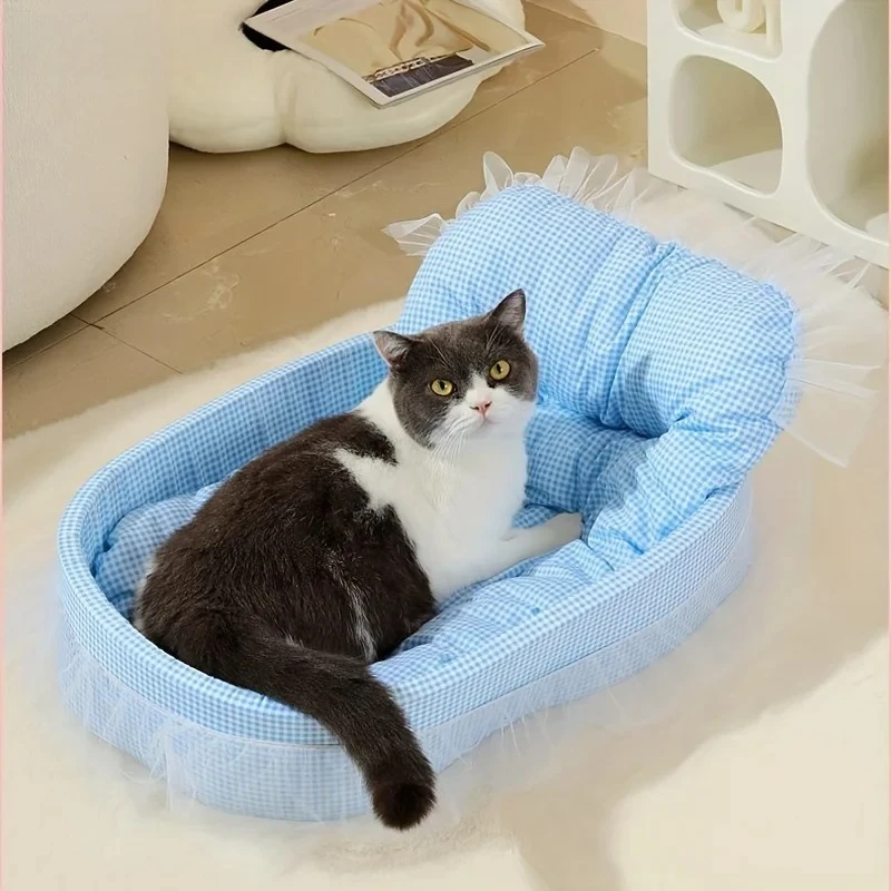 Sofá cama de princesa para gatos con bordes de gasa, tapete para mascotas lavable y extraíble para todas las estaciones, adecuado para gatos y perros - imagen 3