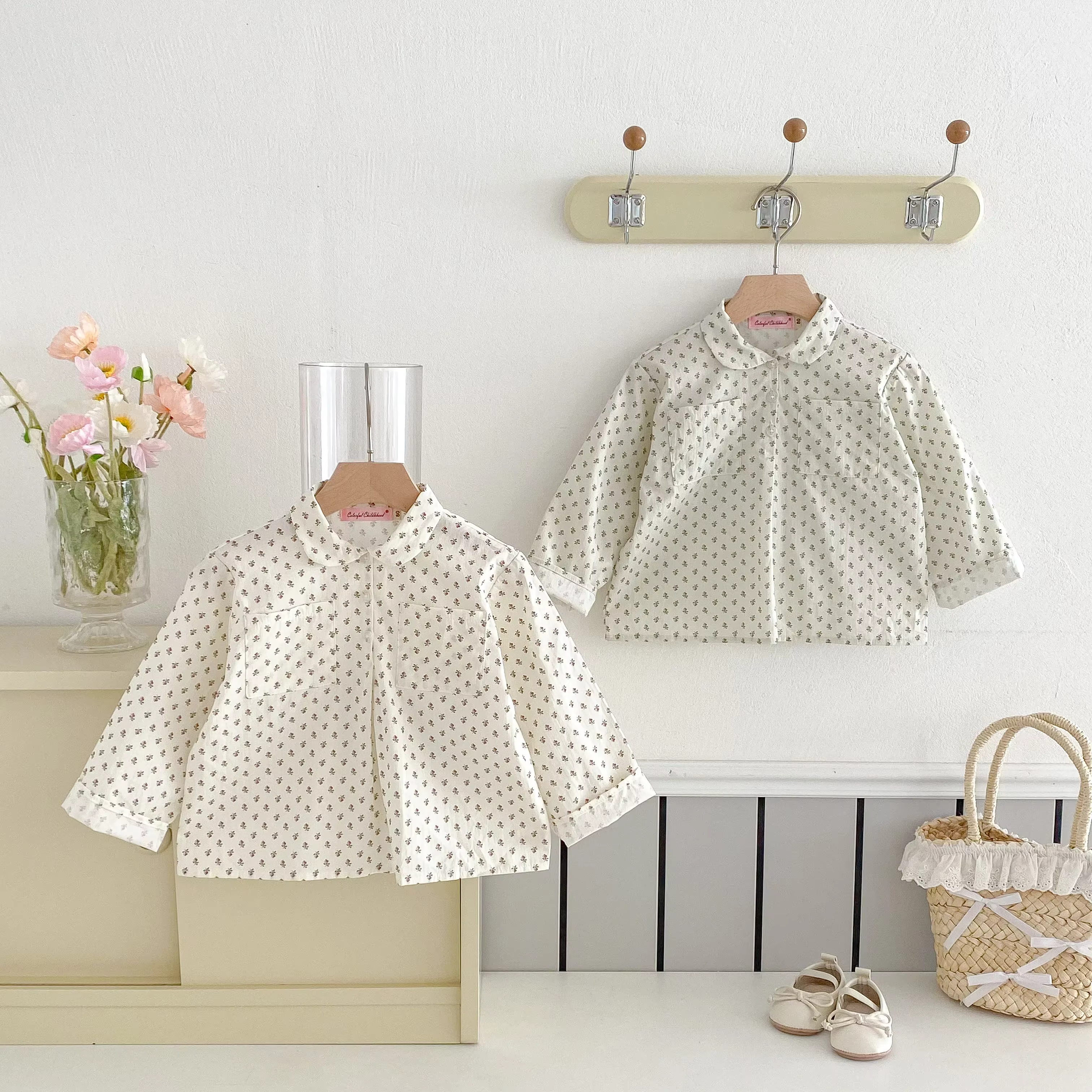 Camisa floral manga larga para niña – Primavera y otoño
