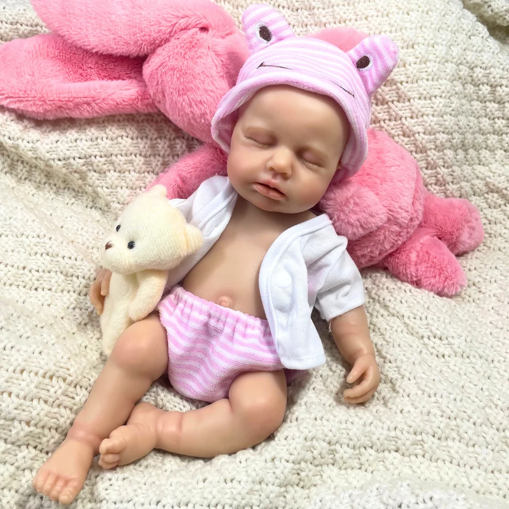 2 opciones Mini 33CM muñeca Reborn de silicona totalmente lisa LouLou niña o niño lavable silicona suave cuerpo cumpleaños regalo de Navidad - imagen 3