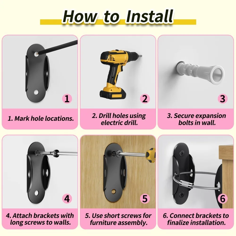 Estante ajustable para armarios, muebles de Metal, fijador anticaída, ancla para muebles, protección fijadora de gabinete antipunta - imagen 5