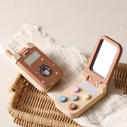 Mordedor de madera con forma de oso – Teléfono educativo para bebés