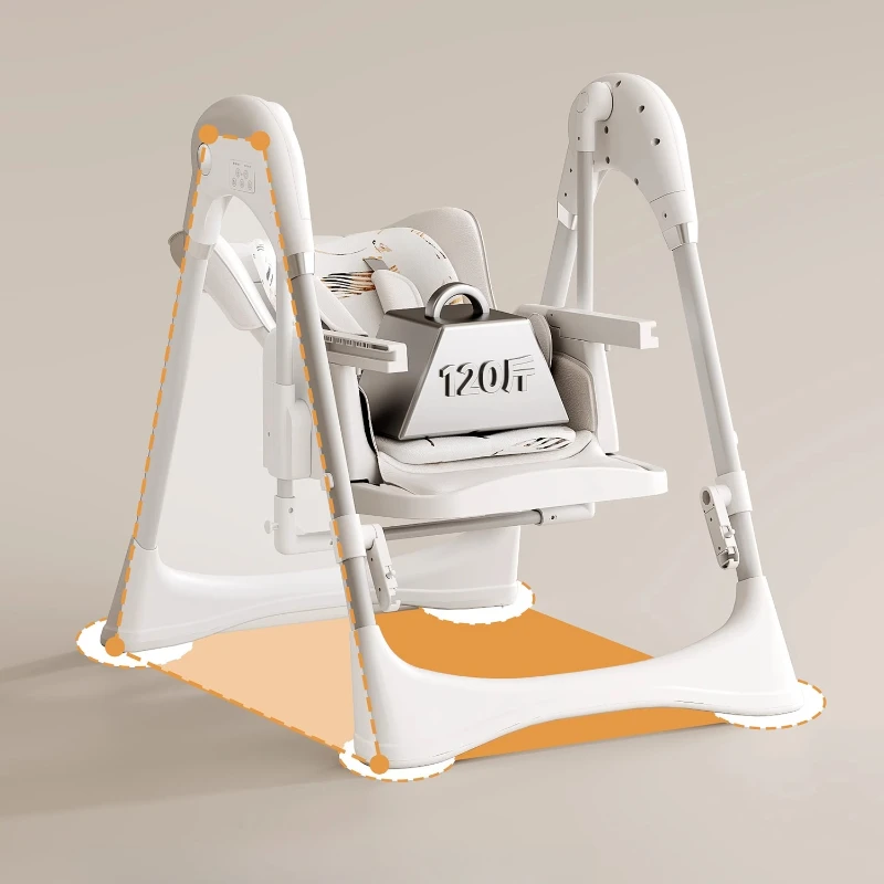 Mecedora eléctrica para bebé, asiento de alimentación multiinfantil de 4 ruedas, altura ajustable con cinturón de seguridad, cómodo reclinable ‌ - imagen 3