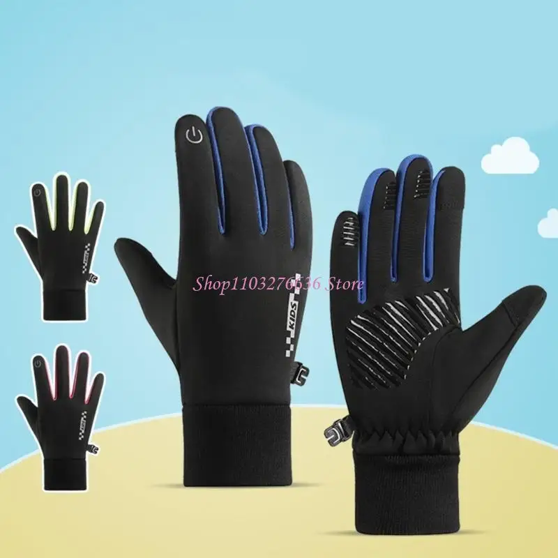 R6FD 1 Par Guantes invierno para niños Mittens completos los dedos con suave forro lana aire libre Ciclismo - imagen 4