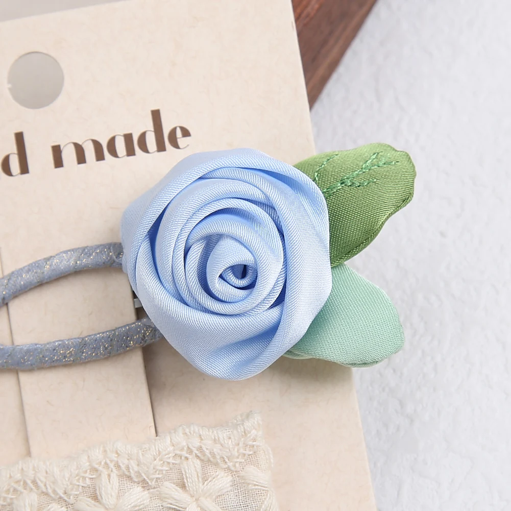 Horquillas Vintage de seda satinada para mujer y niña, horquillas bordadas de encaje en crema, horquillas para el cabello de Boutique, 2 unidades por lote - imagen 4