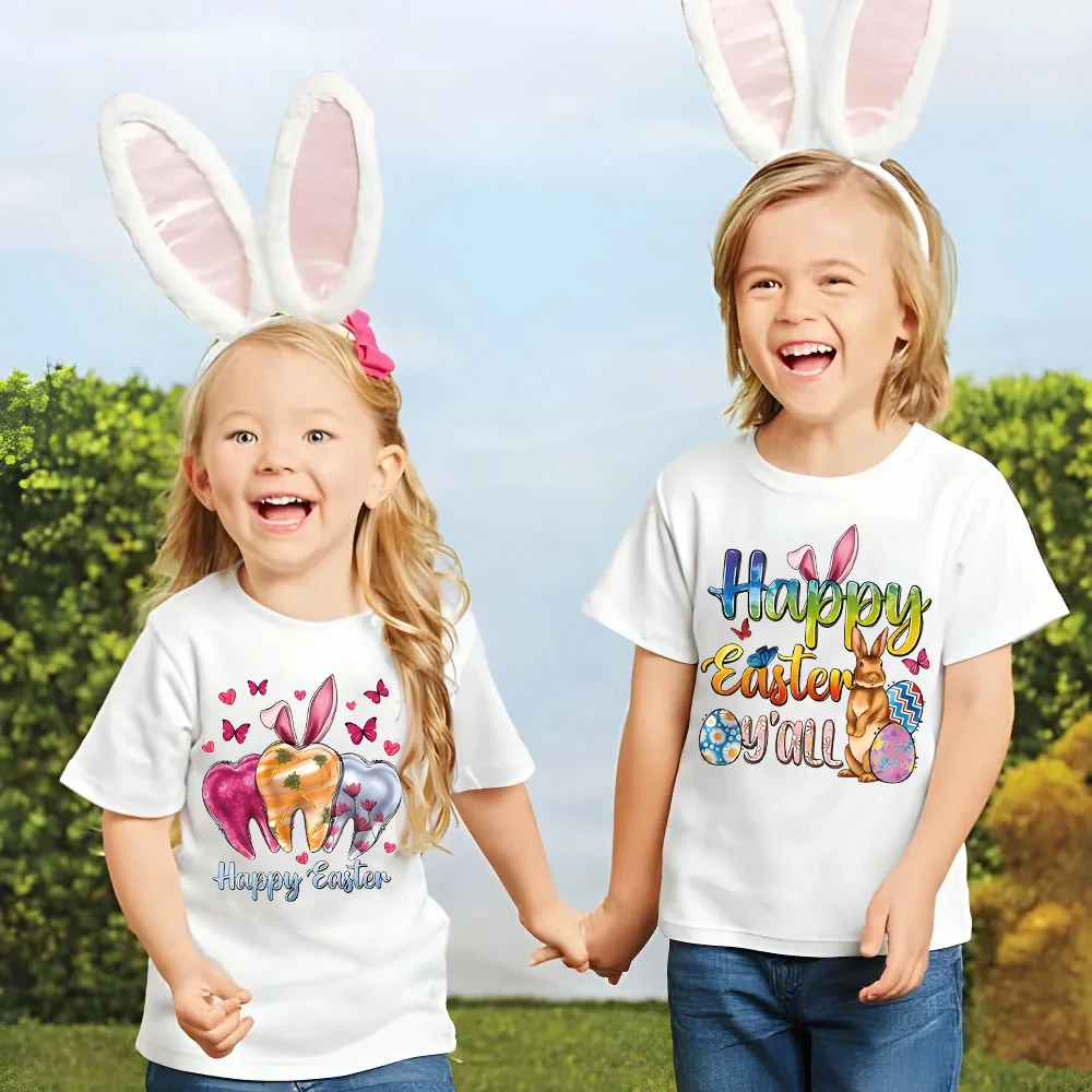 Camisa infantil de Pascua con estampado - manga corta para niños
