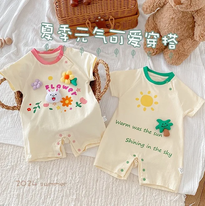 Body bebé niña manga corta de algodón para verano
