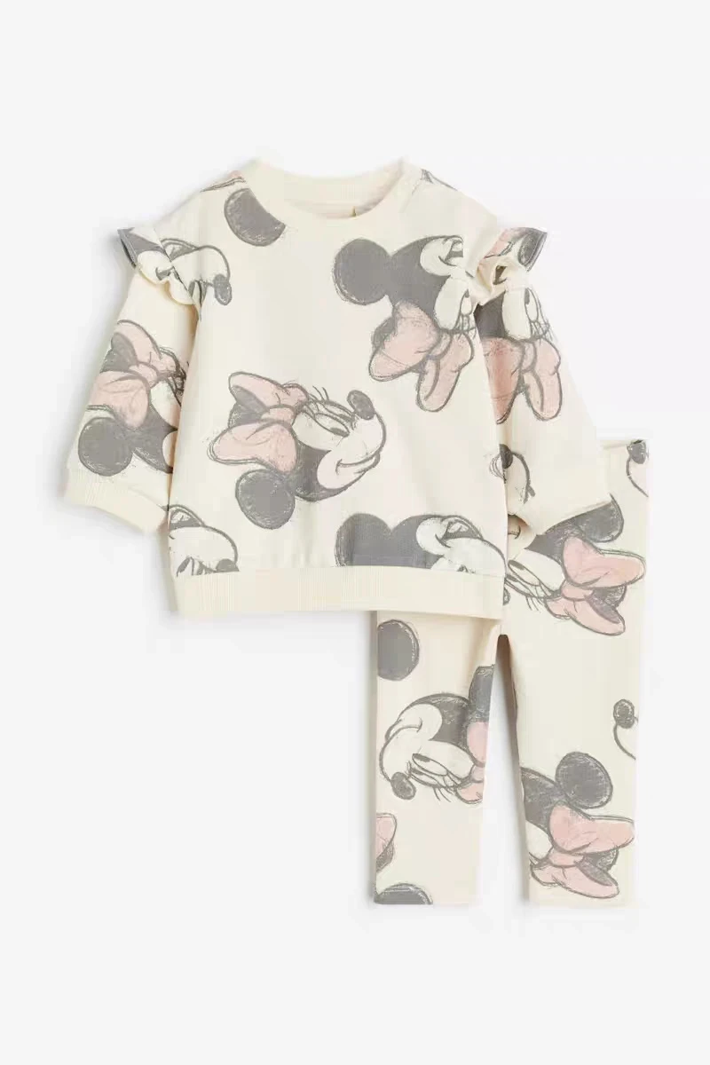 Conjunto rosa para niñas, disfraz de Disney de 0 a 6 años, sudaderas bonitas de cuello redondo, pantalones sencillos, conjunto de dos piezas, ropa informal para niños - imagen 2