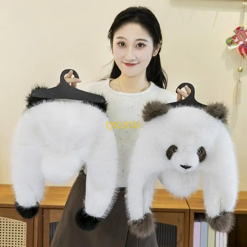 QX2D Gorros con protección para los oídos Panda Realista Gorro con Orejeras cálido y acogedor Gorro para bebé para Aire - imagen 5