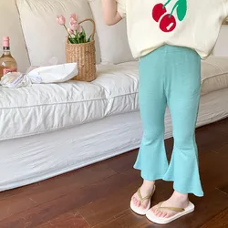 Pantalones infantiles rayados con corte de bota – rosa y negro