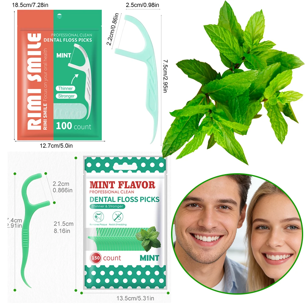 Palillos de hilo dental desechables con sabor a menta para adultos