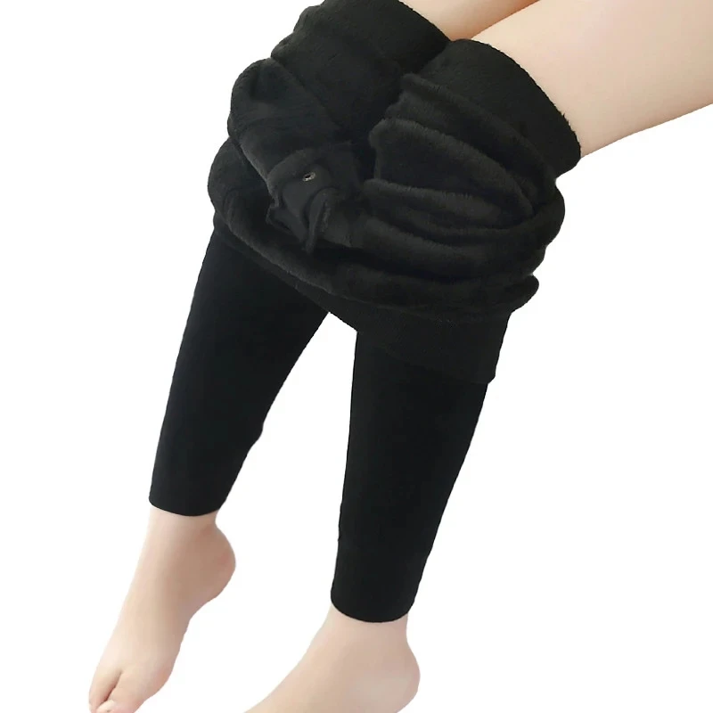 Pantalones térmicos todo en uno sin costuras para niños, mallas de terciopelo grueso de invierno para niños, pantalones de algodón simples de Color sólido para bebés - imagen 5