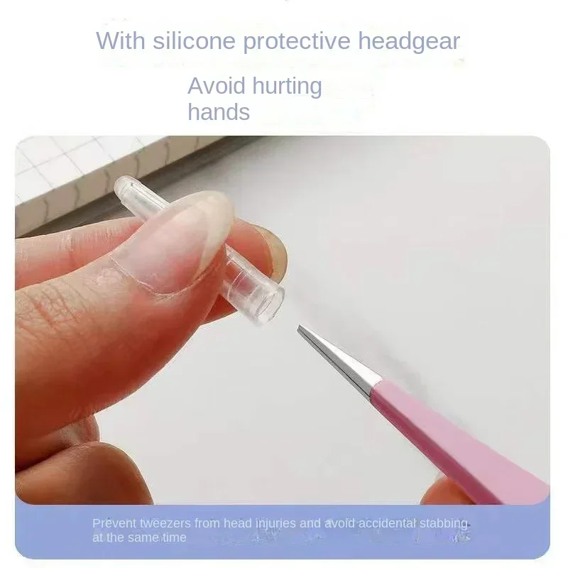 Herramienta de selección de pestañas recta + curvada de colores, pinzas de acero inoxidable para decoración de uñas, pegatina, diamantes de imitación, maquillaje, herramienta de pinzas DIY - imagen 5