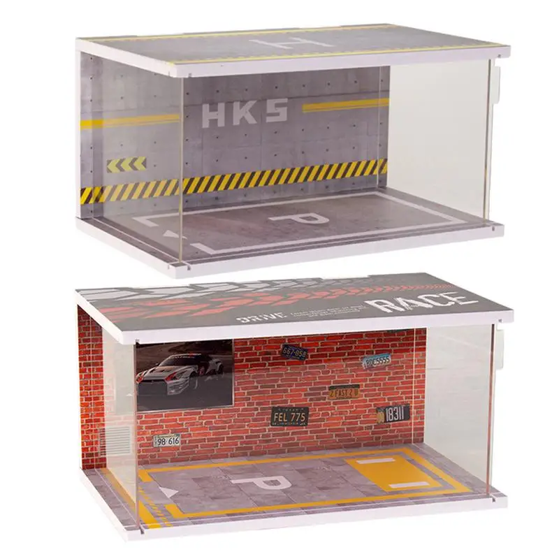 Modelo de garaje de juguete, escena de estacionamiento, modelo 1:32, modelo de escena de estacionamiento con luz LED, modelo de garaje de estacionamiento, juguete para niños de escritorio