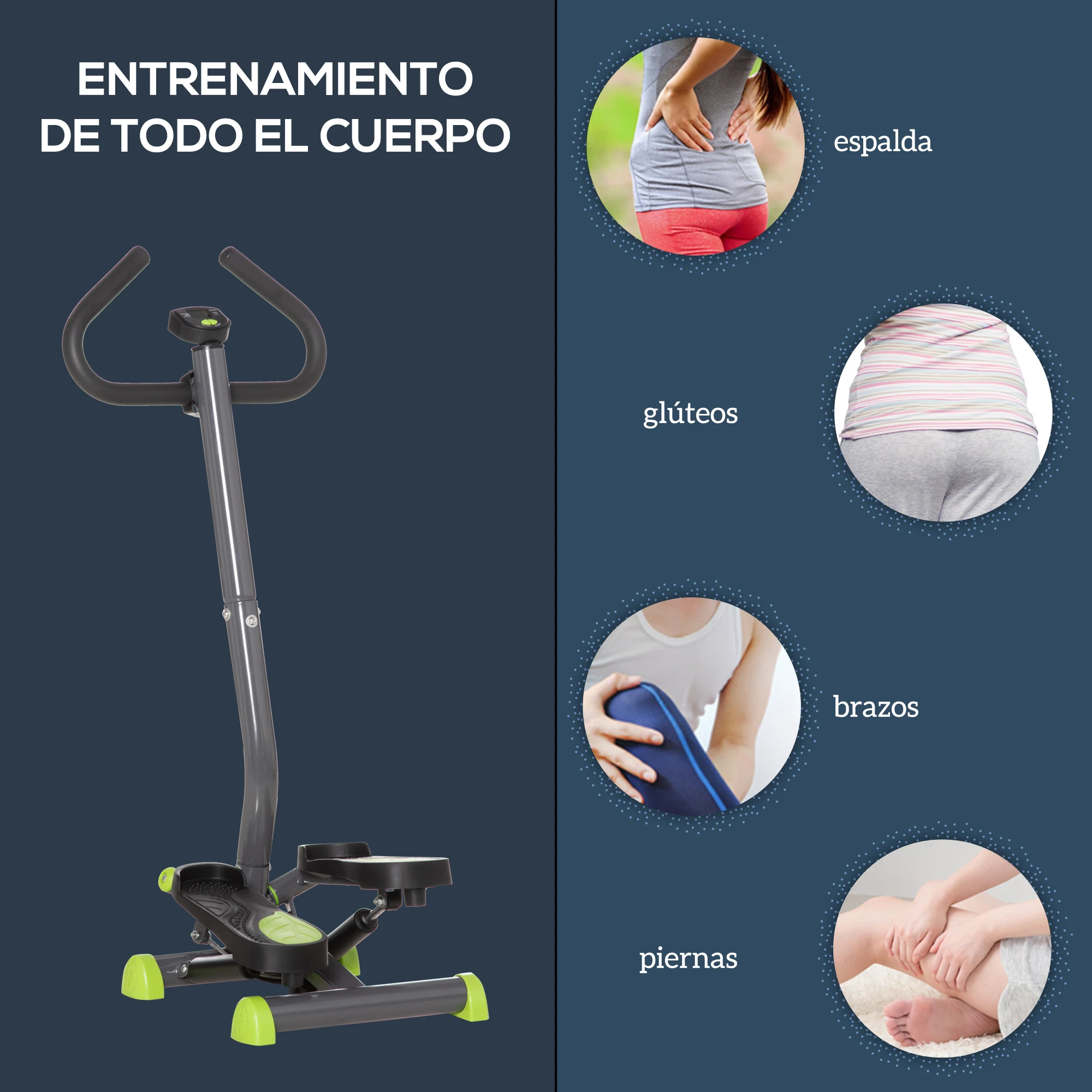 HOMCOM Máquina de Step Stepper Fitness en Casa para Escaleras con Pantalla LCD Manillar y Pedales Antideslizantes Equipo de Ejercicio para Gimnasio Oficina 55x44x108 cm - imagen 2
