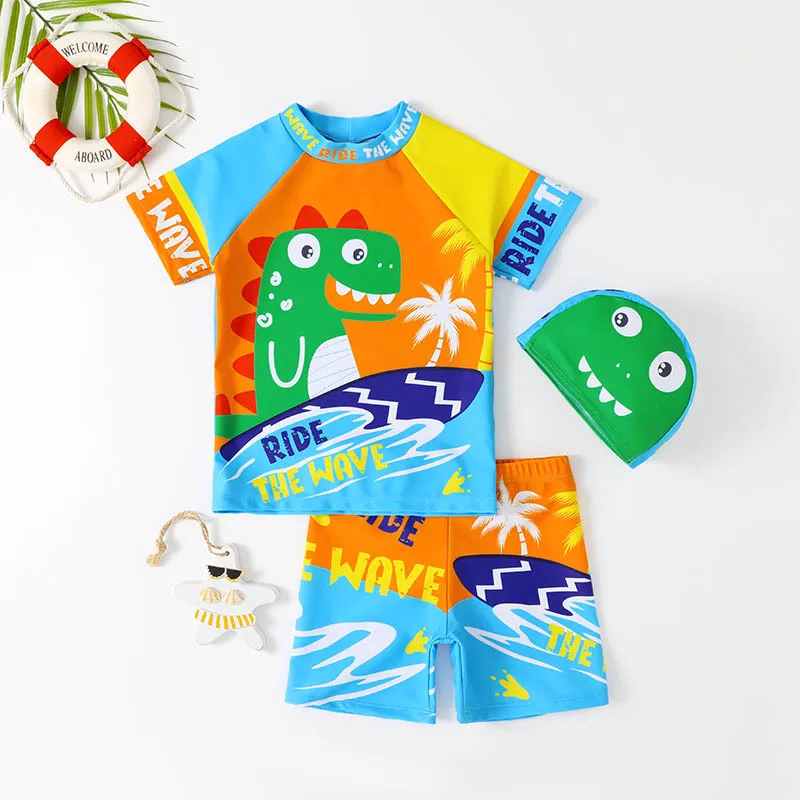Traje de baño infantil con gorro de secado rápido y conjunto - imagen 4