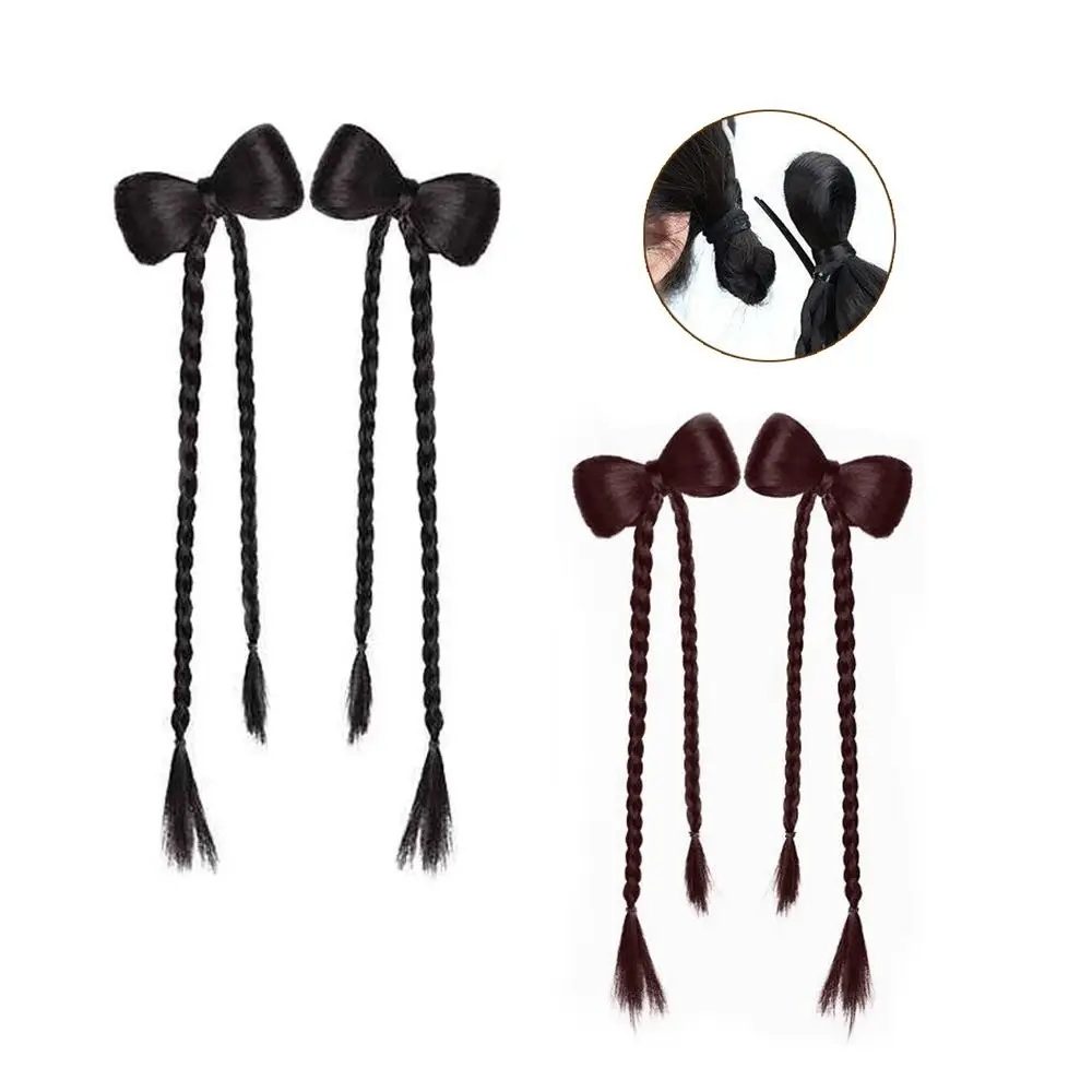 Peluca de trenzas con lazo para niña – Estilo moderno - imagen 4