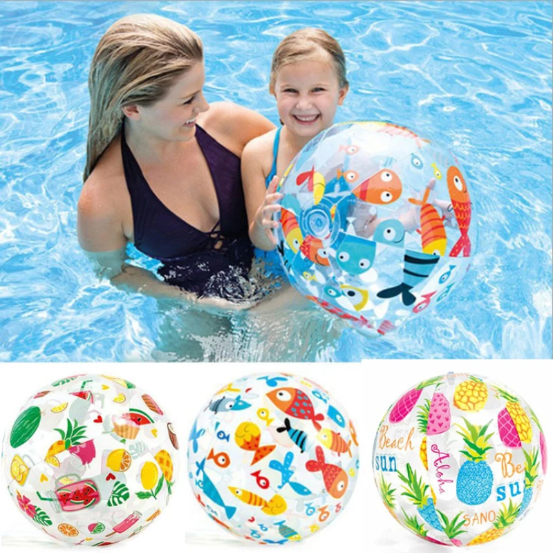 Pelota inflable de playa de 35cm, juguetes de piscina de playa de verano, globo de rebote translúcido divertido para aliviar el estrés, accesorio interactivo para piscina al aire libre