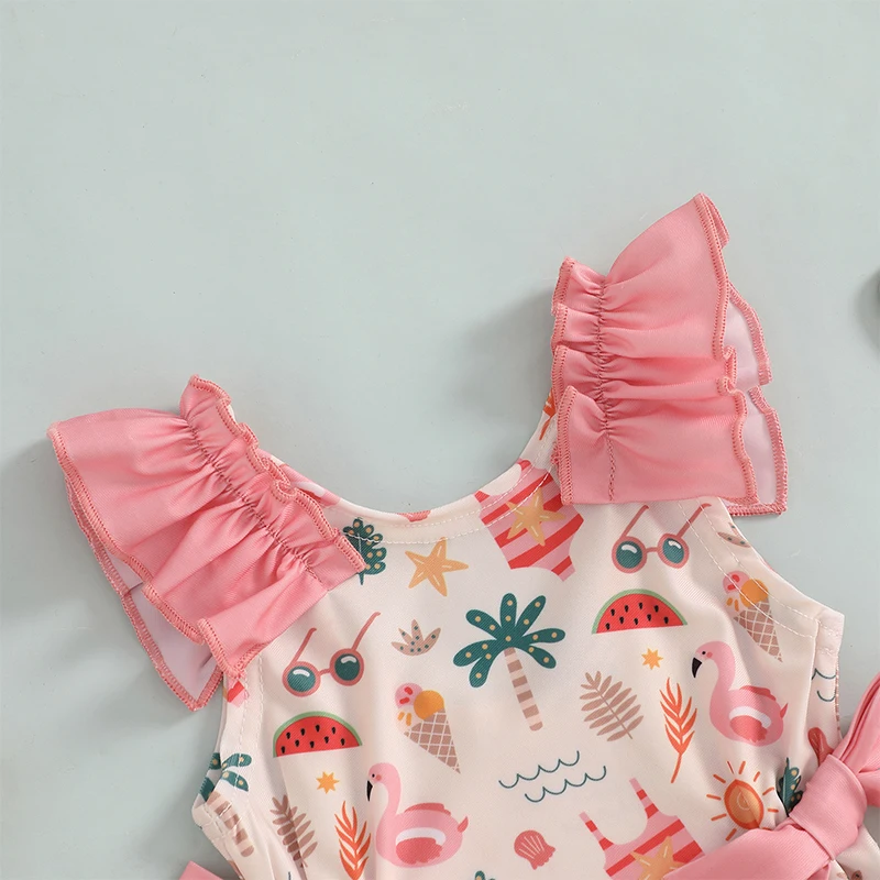 Tregren Bañador bebé niña con estampado de concha y lazo - imagen 4