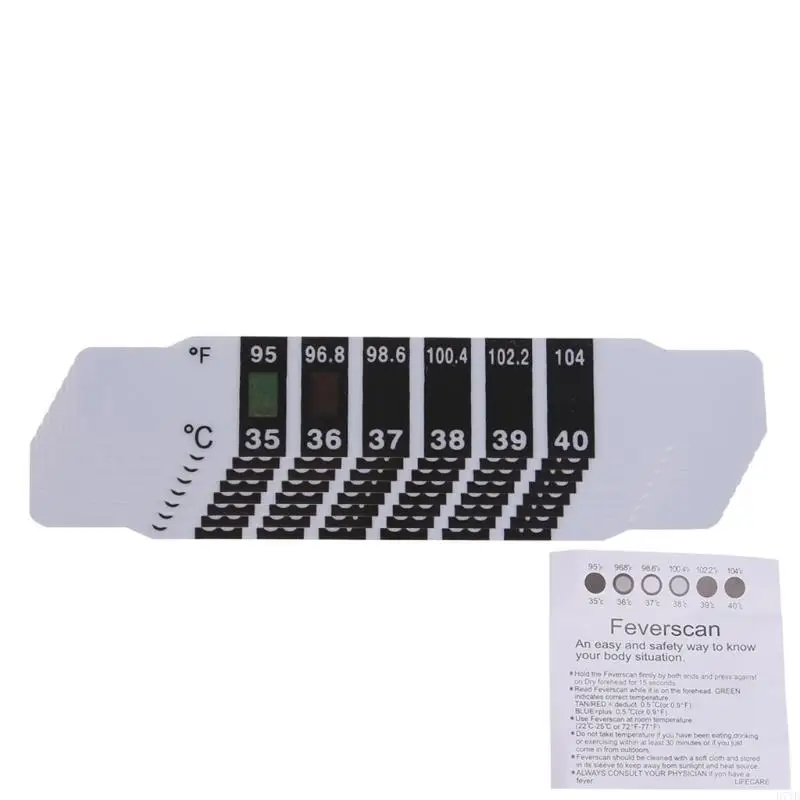 D7YD 20 piezas pegatinas para fiebre, termómetro para frente para niños, pegatina prueba para pista fiebre - imagen 2