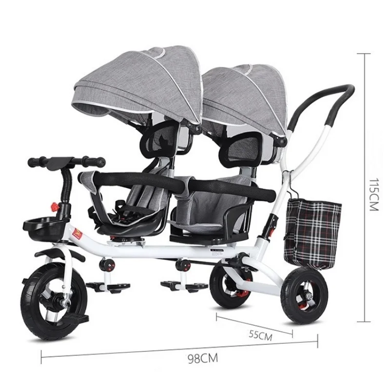 Triciclo doble multifuncional con asiento giratorio plegable para bebé - imagen 2