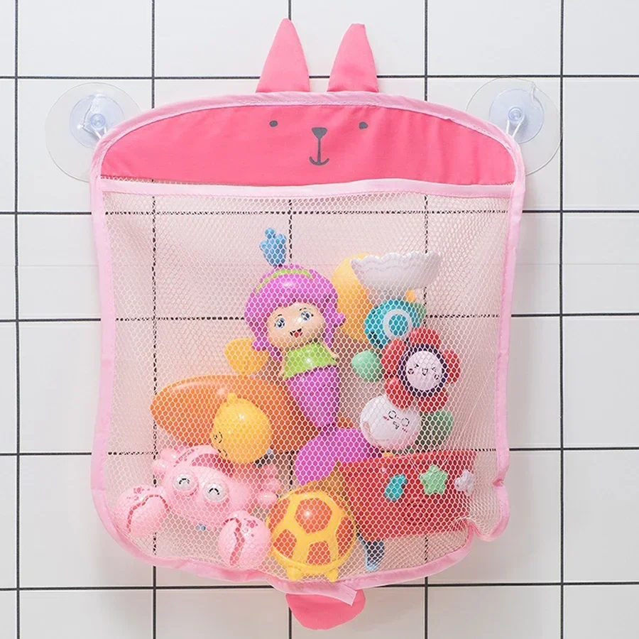 Nuevo bolso de malla para baño de bebé, diseño de ventosa para juguetes de baño, cesta para niños, formas de animales de dibujos animados, tela, juguetes de arena, bolsa de red de almacenamiento - imagen 4