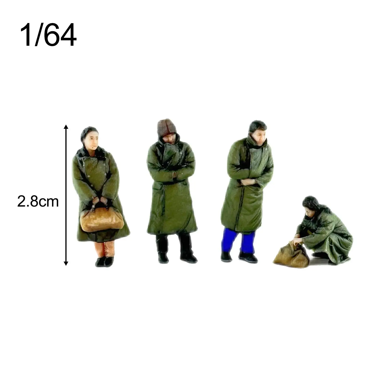 4x Simulation 1/64 Model Figure Desk Decoration Scene Props Doll Figures for