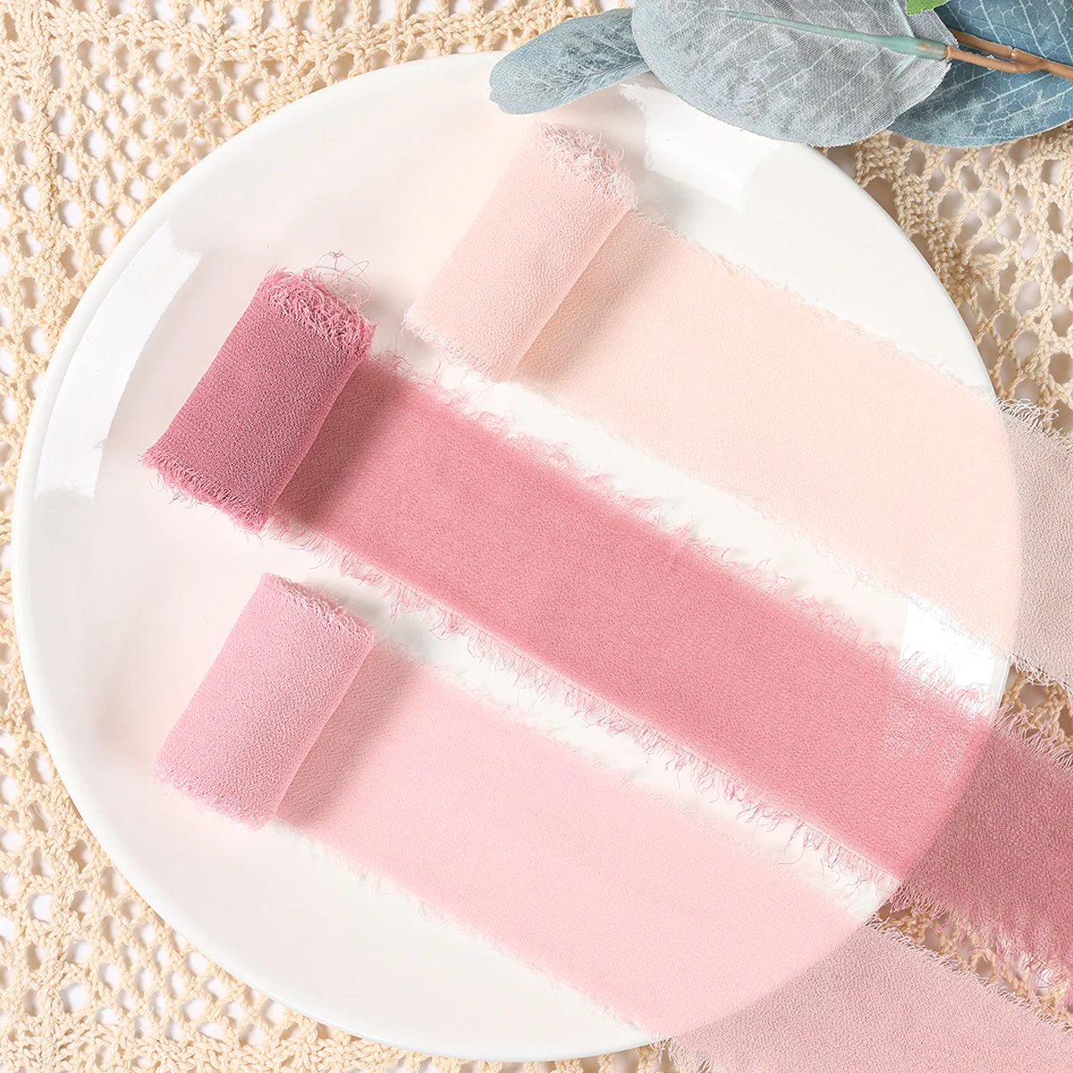 3 unidades de cinta de gasa color rosa melocotón para decoración de fiesta de cumpleaños, regalos de boda, invitaciones de cumpleaños, sobres para manualidades