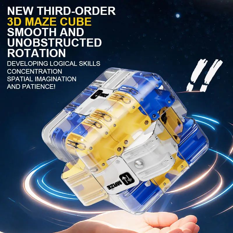Laberinto 3D, cubo mágico, rompecabezas transparente de seis caras, cubos de velocidad, laberinto, juguetes educativos para niños, regalo de fiesta de cumpleaños