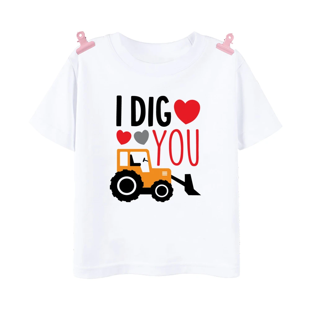 Camiseta con estampado de Tractor para niño, ropa de San Valentín para niño, camiseta de Tractor de granja para niño pequeño, camiseta blanca bonita para el Día de San Valentín - imagen 3