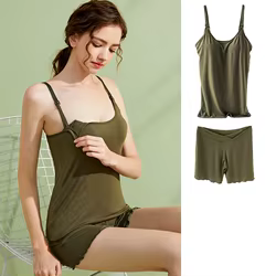 Conjunto de pijamas de lactancia de maternidad sin mangas de Modal para mujer, ropa de dormir para amamantar, 2 unidades/juego, ropa para el hogar para embarazadas