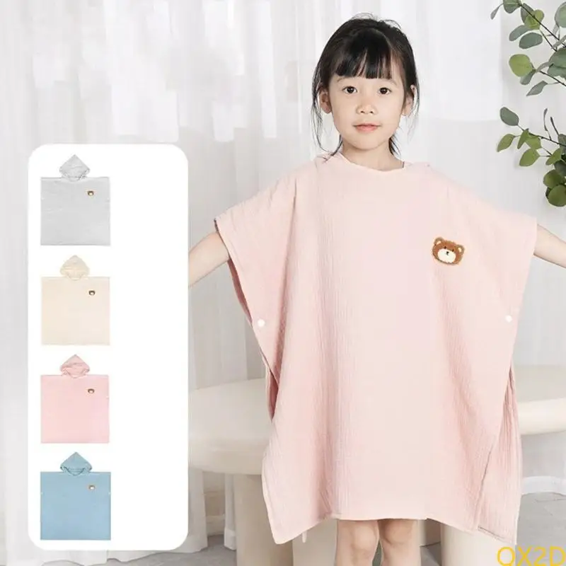 Toalla baño con capucha algodón algodón QX2D Múltiple toalla portátil poncho para niños