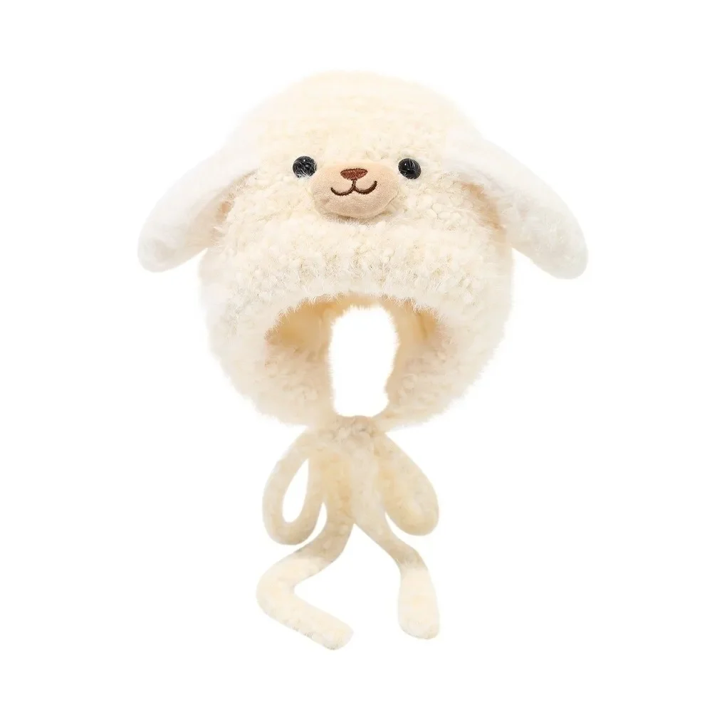 Gorro pasamontañas de dibujos animados a la moda, jersey a prueba de viento y frío, gorros cálidos y gruesos, gorro con protección para los oídos para niños - imagen 3