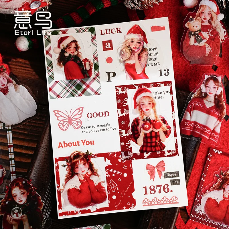 15 unids/lote Kawaii pegatinas de papelería Navidad sorpresa noche DIY artesanía álbum de recortes diario basura pegatinas de planificador feliz - imagen 4