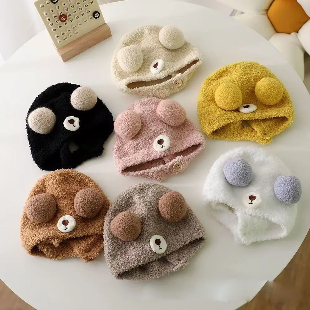 Gorro de lana grueso con oso adorable para bebé invierno - imagen 3