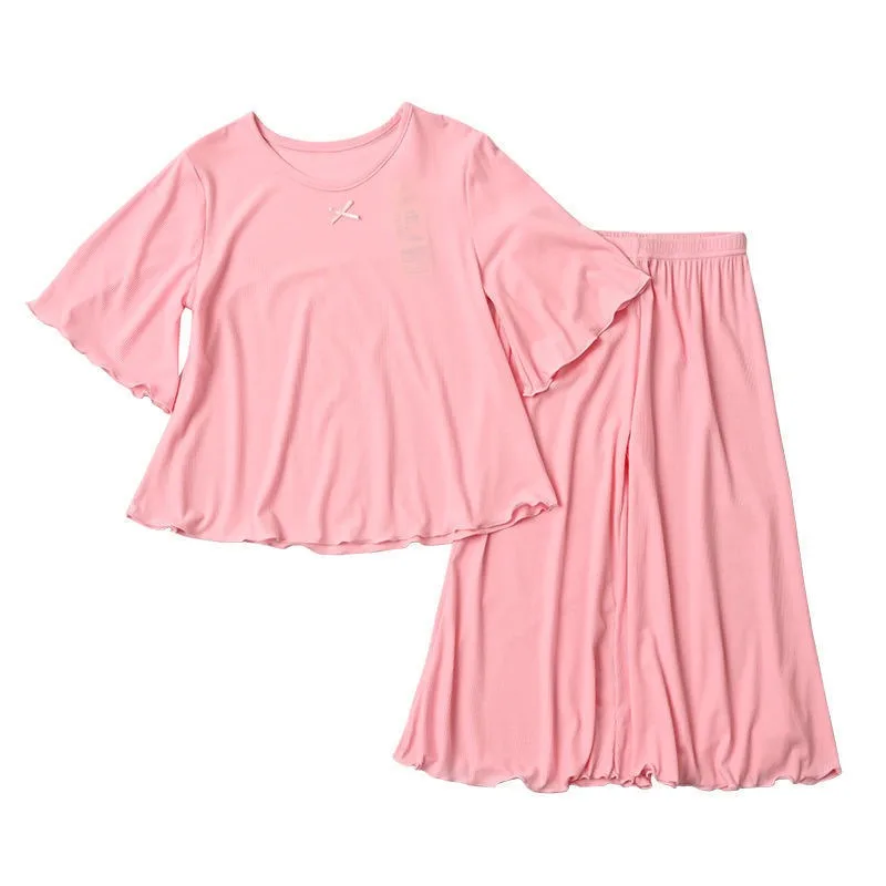 Pijama de seda de hielo para niñas – 2 piezas manga corta verano - imagen 5