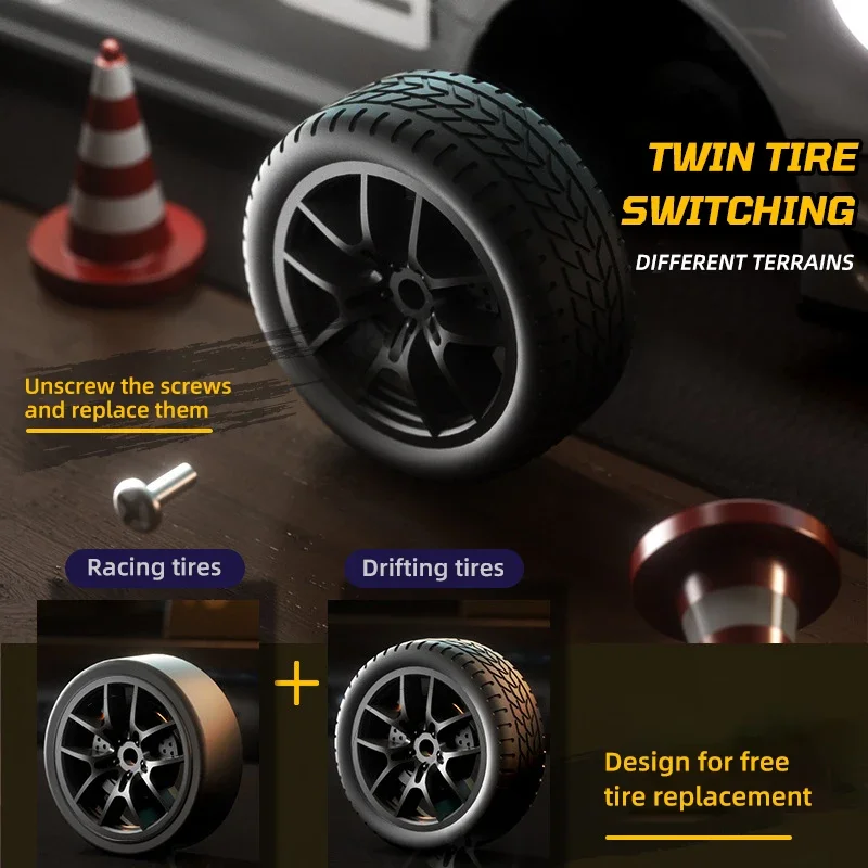 Coche de deriva RC 1/20 4WD, vehículo de carreras, modelo de coche de juguete con luces 2,4G 4CH, coche deportivo con Control remoto, juego de competición para niños, juguete para niños - imagen 5