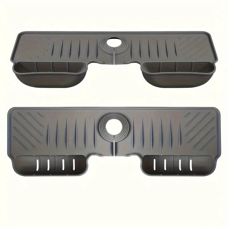 Organizador de fregadero de cocina de silicona: soporte de esponja/pañal de dos bolsillos con protector antisalpicaduras, tapete de drenaje duradero para encimeras - imagen 4