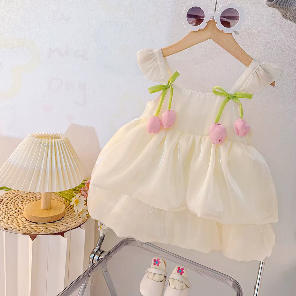 Vestido veraniego de tulipán para niña – corte acampanado - imagen 3