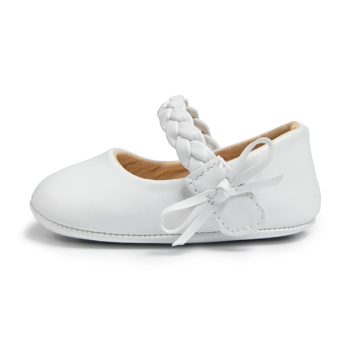Zapatos de cuero de Color sólido para bebé, vestido de Boda de Princesa con lazo, zapatos para caminar, suela antideslizante suave de goma, primeros caminantes para niños pequeños - imagen 3