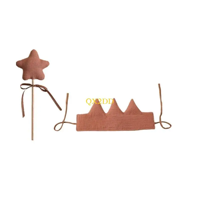 QX2D Diadema con Princesa, Varita Estrella, Adorno para Cabello, Accesorios fotografía para recién Nacidos