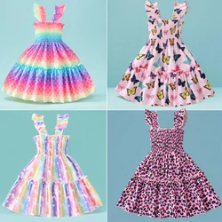 Vestido infantil de algodón con animales – Manga volante