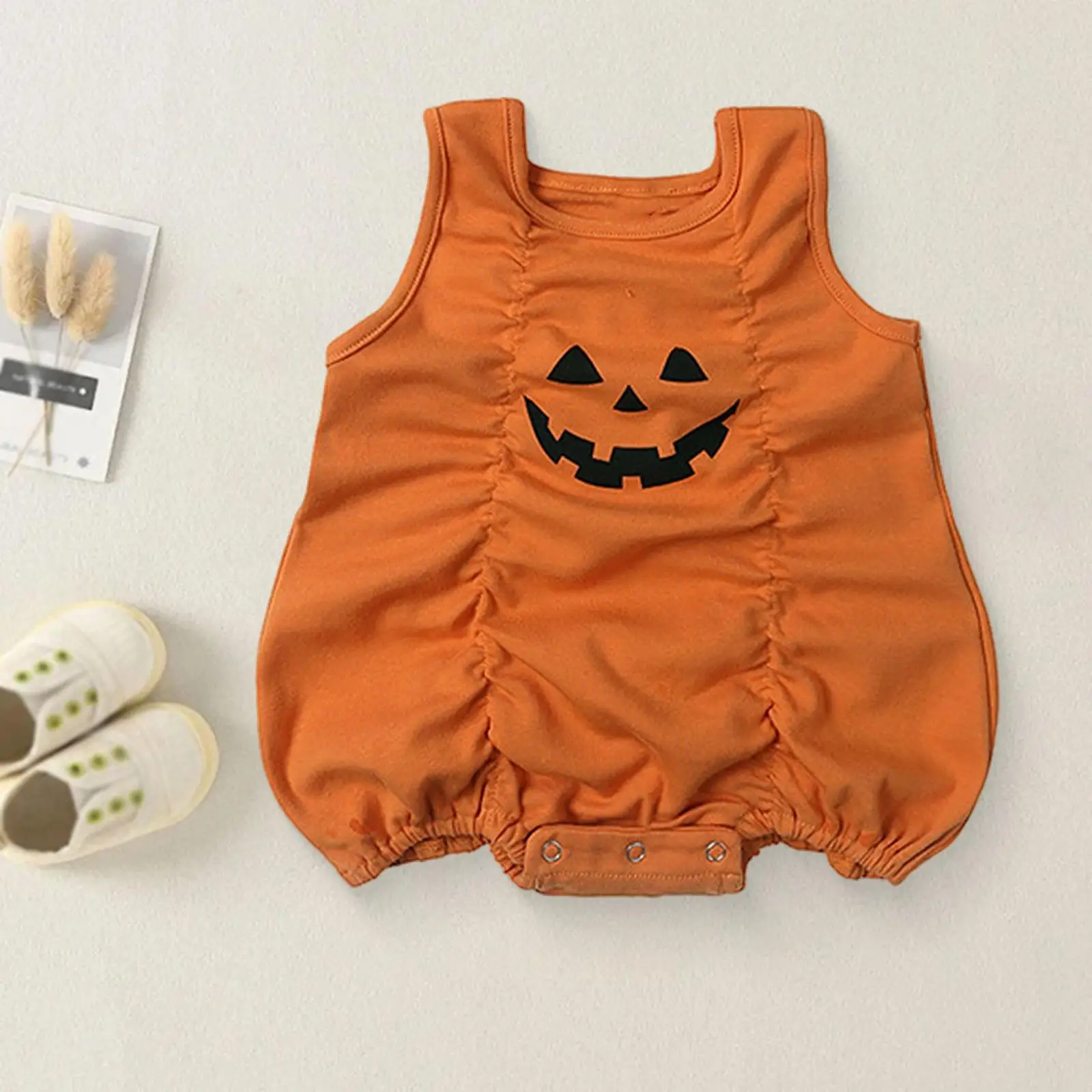 Ropa de Halloween para bebé, niña y niño, mono de Festival para bebés, sin mangas, otoño, mono para recién nacido, mameluco de calabaza - imagen 4