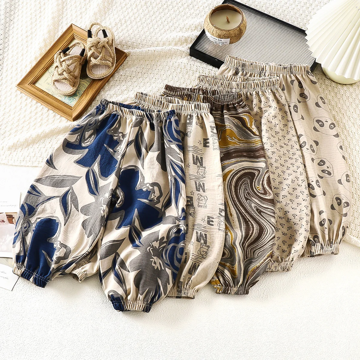 Nuevos pantalones antimosquitos para bebé, pantalones finos infantiles de dibujos animados bonitos, pantalones versátiles de moda de verano para niños y niñas