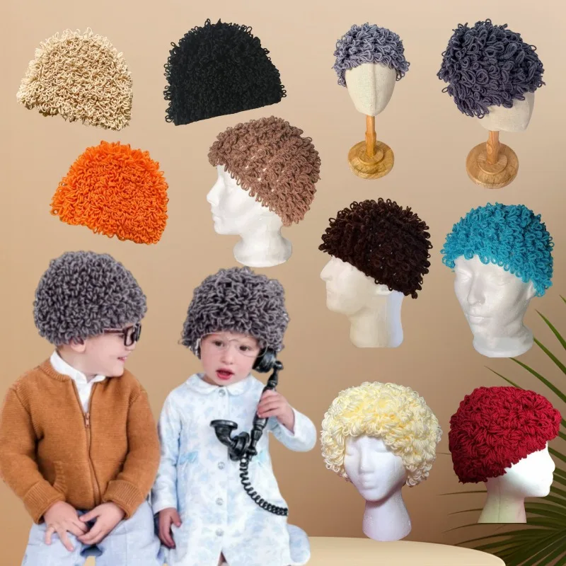 Peluca lana gris para recién nacido, fotos de bebé y Halloween - imagen 3